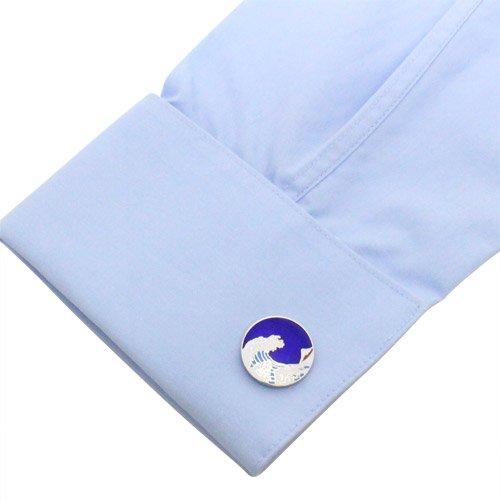 東京七宝 北斎 神奈川沖浪裏 青 カフス ネクタイピン セット カフリンクス タイバー タイクリップ |  | 06