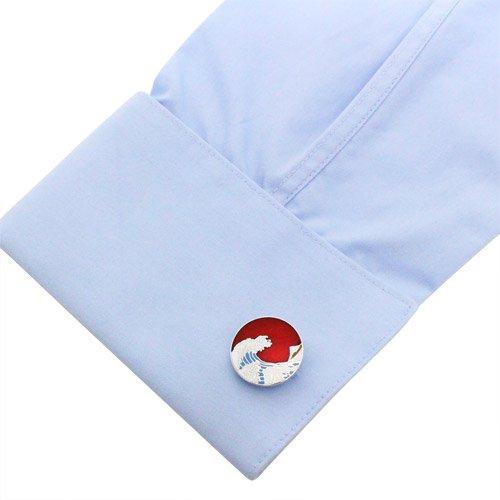 東京七宝 北斎 神奈川沖浪裏 赤 カフス ネクタイピン セット カフリンクス タイバー タイクリップ |  | 06