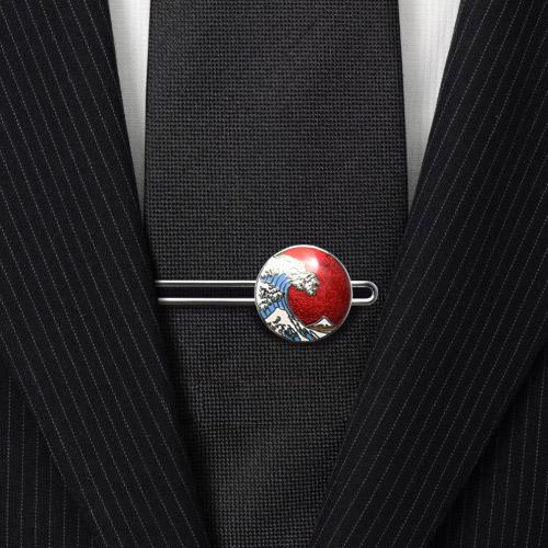 東京七宝 北斎 神奈川沖浪裏 赤 カフス ネクタイピン セット カフリンクス タイバー タイクリップ |  | 08