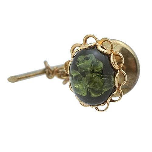 アンティーク ネクタイピン タイタック ゴールド & グリーン ストーン #576 タイピン | 