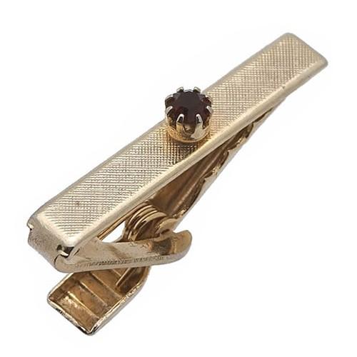 アンティーク ネクタイピン タイバー ゴールド & レッド ストーン #588 タイクリップ タイピン | 