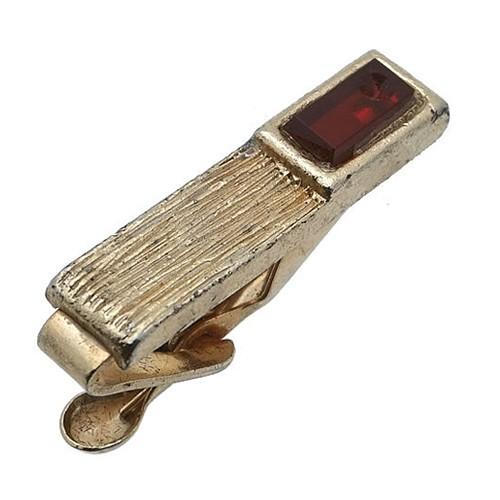 アンティーク ネクタイピン タイバー ゴールド & レッド ストーン #589 タイクリップ タイピン | 