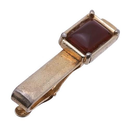 アンティーク ネクタイピン タイバー ゴールド & レッド ストーン #590 タイクリップ タイピン | 