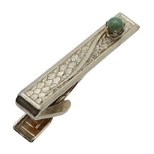 アンティーク ネクタイピン タイバー ゴールド&グリーンストーン #593 タイクリップ タイピン | 