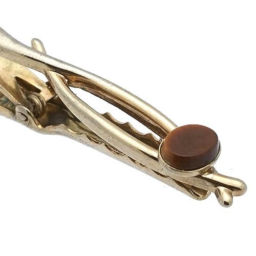 アンティーク ネクタイピン タイバー ゴールド&ブラウンストーン #595 タイクリップ タイピン |  | 03