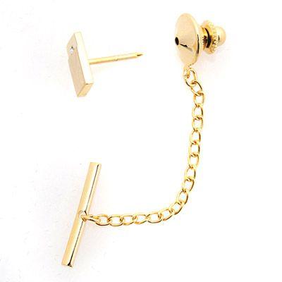 タイタック タックピン ゴールド ブラッシュドメタル ラインストーン ラペルピン |  | 02