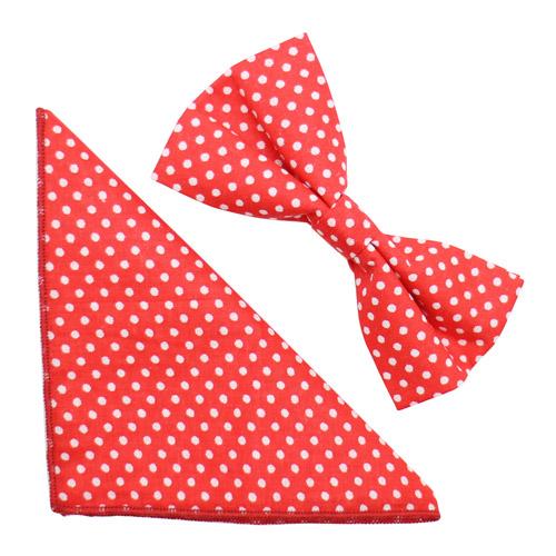 ボウタイ&ポケットチーフセット レッド 水玉 ドット |  | 01