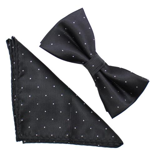 蝶ネクタイセット 蝶ネクタイ ポケットチーフ セット ブラック 水玉 ドット |  | 01