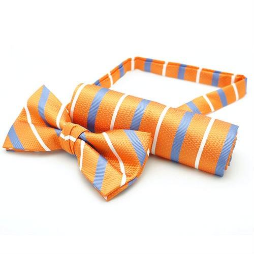 蝶ネクタイセット 蝶ネクタイ ポケットチーフ セット ブルー ストライプ |  | 02