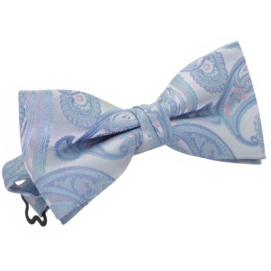 蝶ネクタイセット 蝶ネクタイ ポケットチーフ セット ペイズリー ライトブルー |  | 02