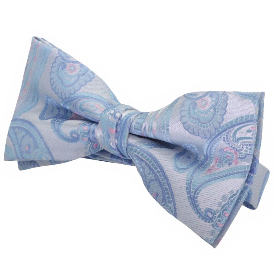 蝶ネクタイセット 蝶ネクタイ ポケットチーフ セット ペイズリー ライトブルー |  | 03