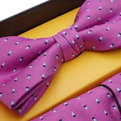 蝶ネクタイセット 蝶ネクタイ ポケットチーフ セット スクエア ドット ピンク |  | 01