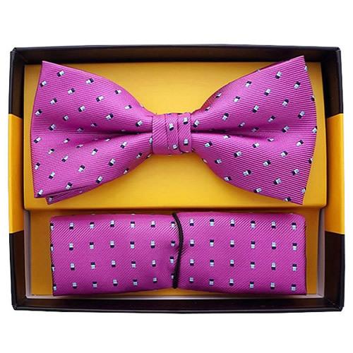 蝶ネクタイセット 蝶ネクタイ ポケットチーフ セット スクエア ドット ピンク |  | 06