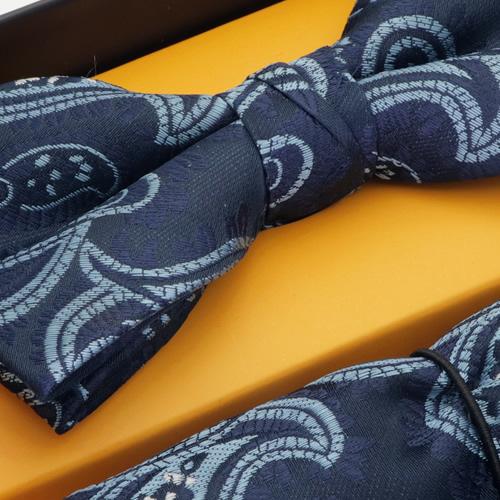 蝶ネクタイセット 蝶ネクタイ ポケットチーフ セット ペイズリー ネイビー |  | 02