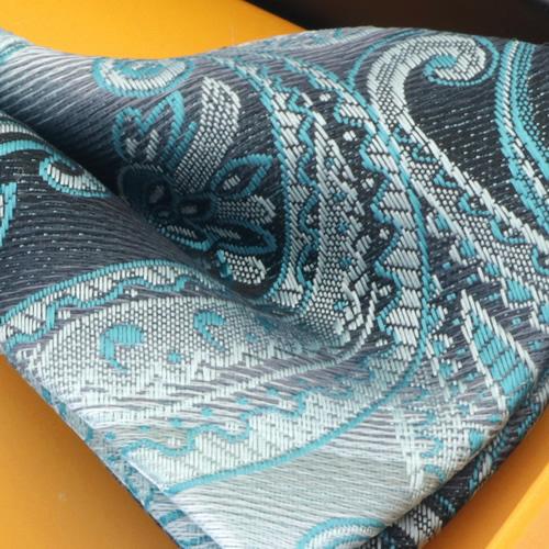 蝶ネクタイセット 蝶ネクタイ ポケットチーフ セット ペイズリー ターコイズブルー |  | 03