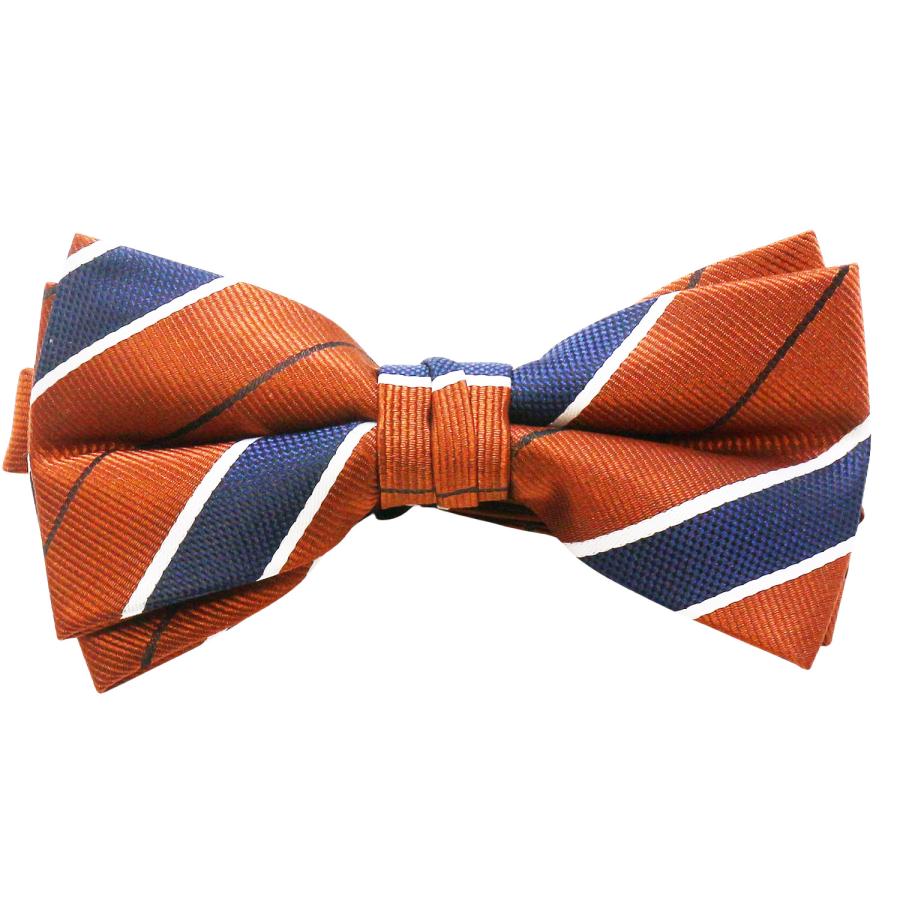 蝶ネクタイセット 蝶ネクタイ ポケットチーフ セット オレンジ ネイビー ストライプ |  | 02