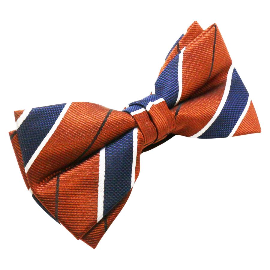 蝶ネクタイセット 蝶ネクタイ ポケットチーフ セット オレンジ ネイビー ストライプ |  | 03