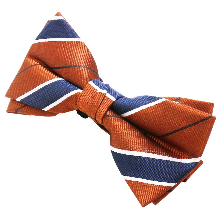 蝶ネクタイセット 蝶ネクタイ ポケットチーフ セット オレンジ ネイビー ストライプ |  | 04