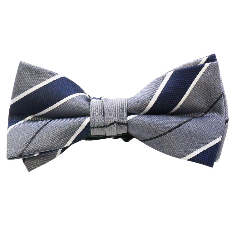 蝶ネクタイセット 蝶ネクタイ ポケットチーフ セット グレー ネイビー ストライプ |  | 02