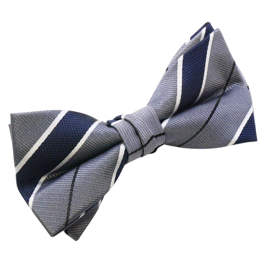 蝶ネクタイセット 蝶ネクタイ ポケットチーフ セット グレー ネイビー ストライプ |  | 03