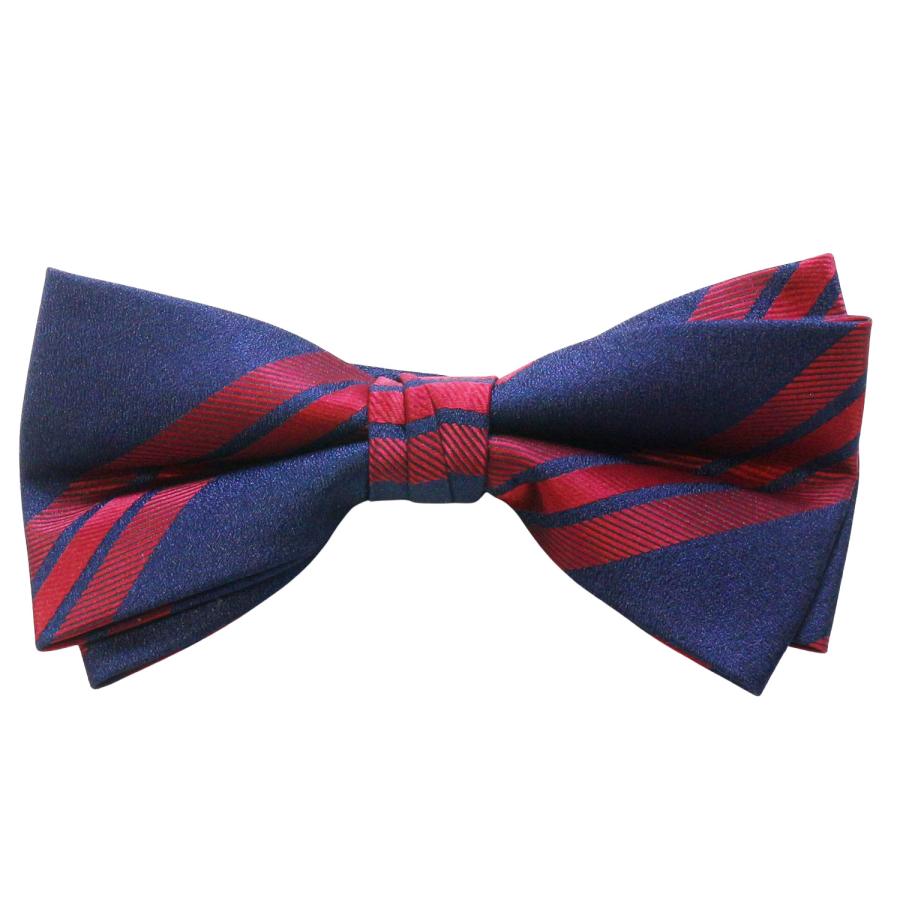 蝶ネクタイセット 蝶ネクタイ ポケットチーフ セット レッド ネイビー ストライプ |  | 02