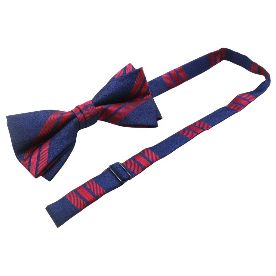蝶ネクタイセット 蝶ネクタイ ポケットチーフ セット レッド ネイビー ストライプ |  | 05