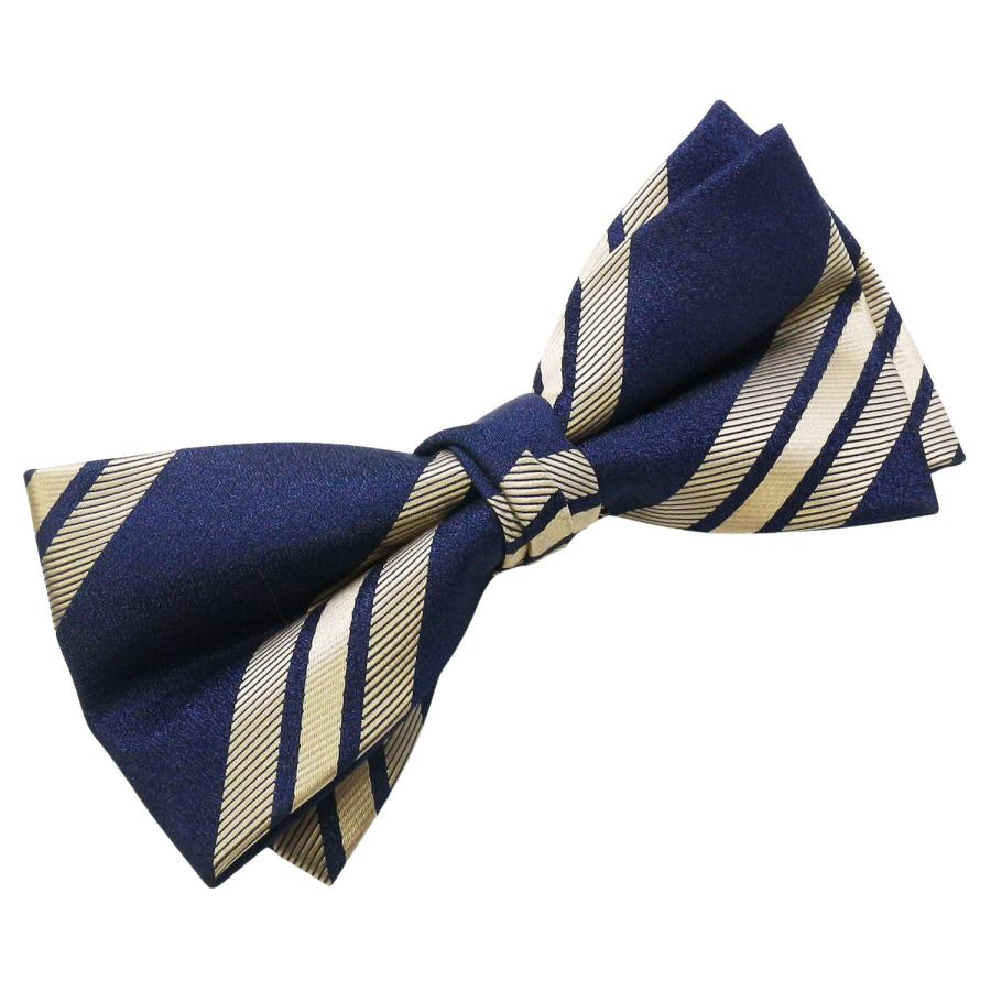 蝶ネクタイセット 蝶ネクタイ ポケットチーフ セット ゴールド ネイビー ストライプ |  | 03