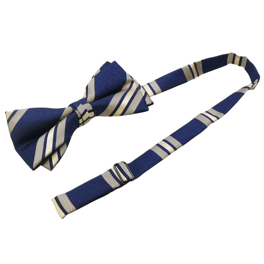 蝶ネクタイセット 蝶ネクタイ ポケットチーフ セット ゴールド ネイビー ストライプ |  | 05