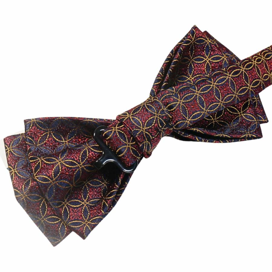 蝶ネクタイセット 蝶ネクタイ ポケットチーフ セット バーガンディ ネイビー 花柄 文様 |  | 05