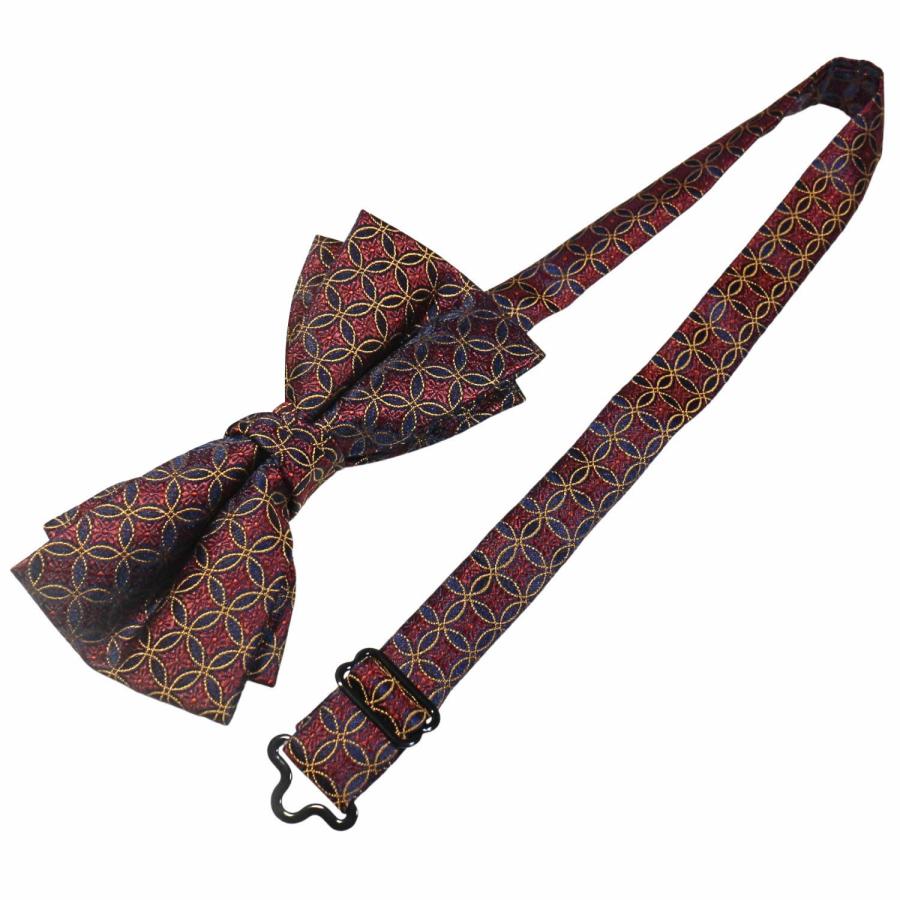 蝶ネクタイセット 蝶ネクタイ ポケットチーフ セット バーガンディ ネイビー 花柄 文様 |  | 06