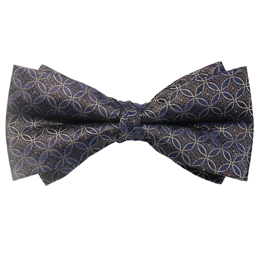 蝶ネクタイセット 蝶ネクタイ ポケットチーフ セット ブラウン ネイビー 花柄 文様 |  | 02