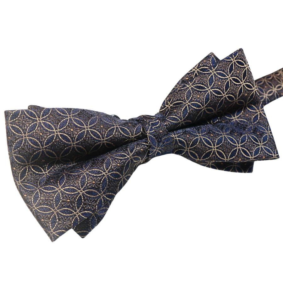 蝶ネクタイセット 蝶ネクタイ ポケットチーフ セット ブラウン ネイビー 花柄 文様 |  | 03