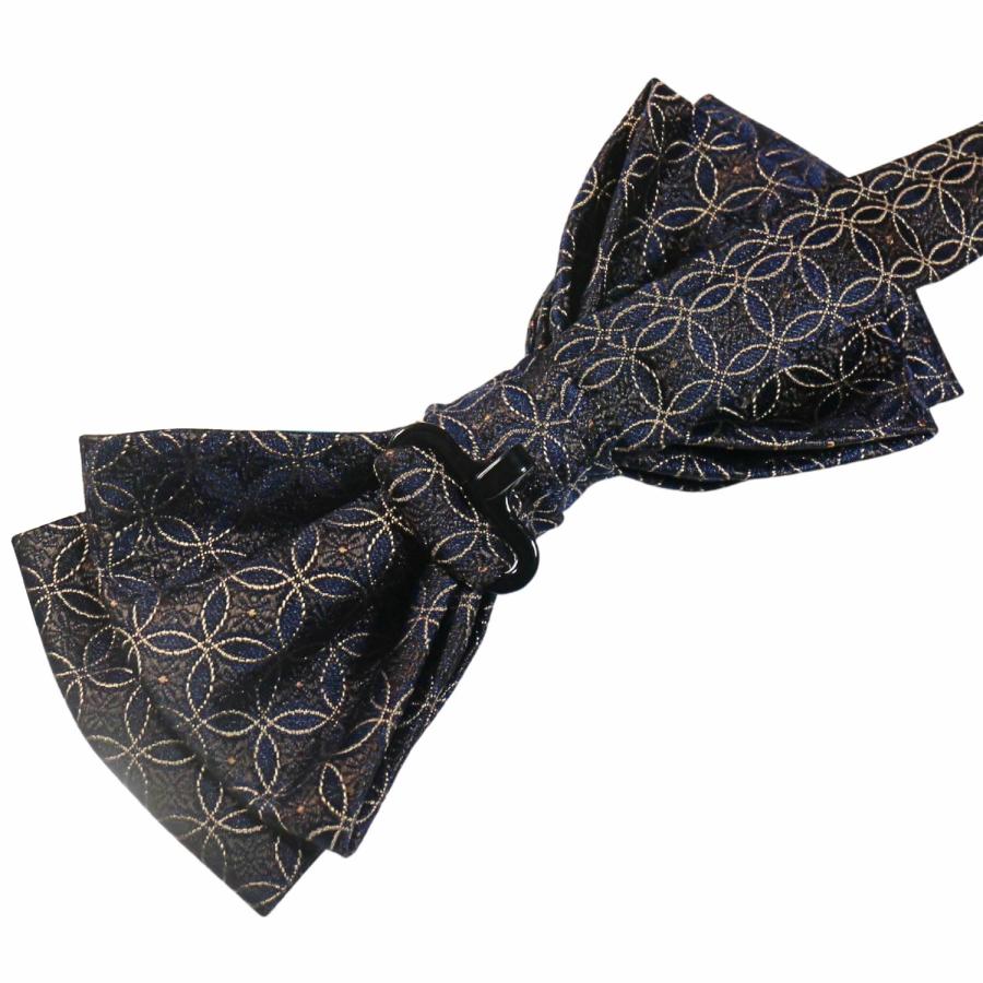 蝶ネクタイセット 蝶ネクタイ ポケットチーフ セット ブラウン ネイビー 花柄 文様 |  | 05