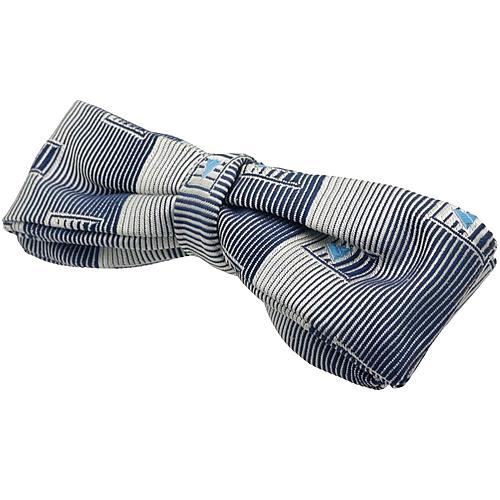 ビンテージ ネイビー シルバー ストライプ 柄 模様 蝶ネクタイ ボウタイ |  | 02