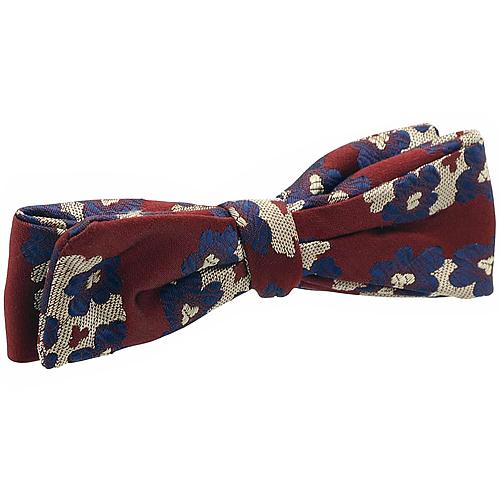 ビンテージ バーガンディ ブルー フラワー 花柄 蝶ネクタイ ボウタイ |  | 01