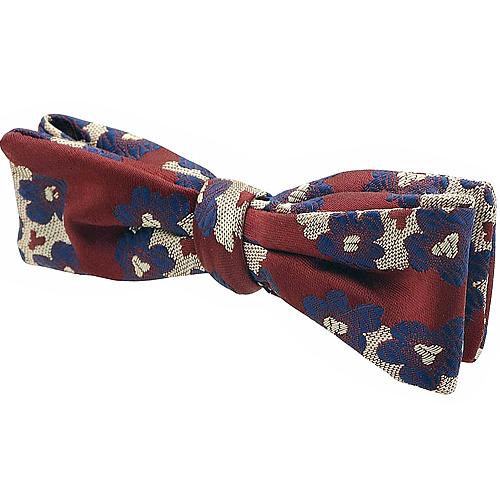 ビンテージ バーガンディ ブルー フラワー 花柄 蝶ネクタイ ボウタイ |  | 02