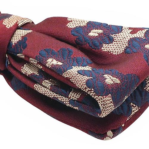 ビンテージ バーガンディ ブルー フラワー 花柄 蝶ネクタイ ボウタイ |  | 04