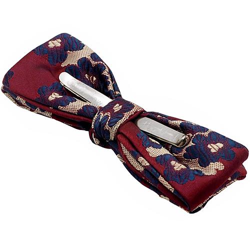 ビンテージ バーガンディ ブルー フラワー 花柄 蝶ネクタイ ボウタイ |  | 05