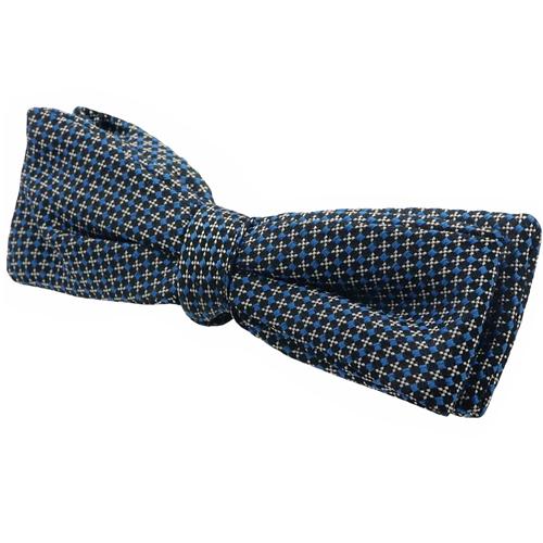 ビンテージ ブルー ブラック ドット フローラル チェック 蝶ネクタイ ボウタイ |  | 02