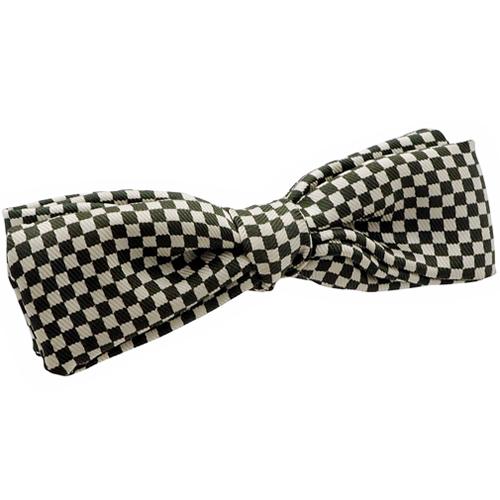ビンテージ カーキ オフホワイト チェッカーフラッグ 蝶ネクタイ ボウタイ |  | 01