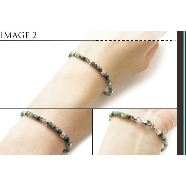 ブランド アクセサリー TATEOSSIAN タテオシアン プレシャスストーン シルバー ノード 半貴石 ブレスレット（モスアゲート）（Mサイズ）の画像