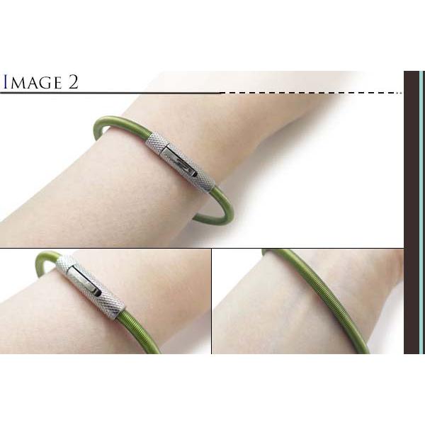 ブランド アクセサリー TATEOSSIAN タテオシアン セタ エッチド クリック ブレスレット（ステンレス＆グリーンナイロン）（Mサイズ）メンズの画像