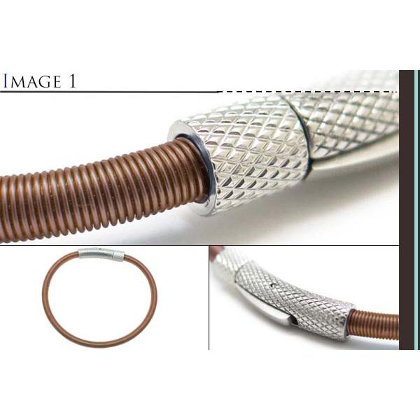 ブランド アクセサリー TATEOSSIAN タテオシアン セタ エッチド クリック ブレスレット（ステンレス＆ブラウンナイロン）（Mサイズ）メンズの画像
