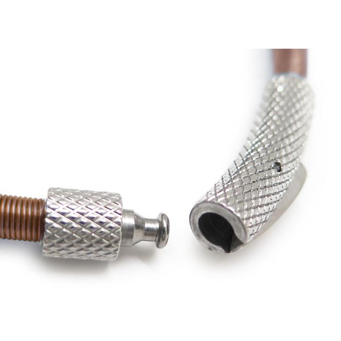 ブランド アクセサリー TATEOSSIAN タテオシアン セタ エッチド クリック ブレスレット（ステンレス＆ブラウンナイロン）（Mサイズ）メンズの画像