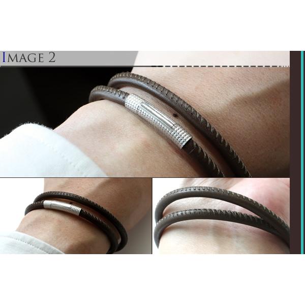 ブランド アクセサリー TATEOSSIAN タテオシアン レザー シルバー ヘリンボーン クリック ペッレ ブレスレット（ブラウン Mサイズ）父の日 爆買の画像