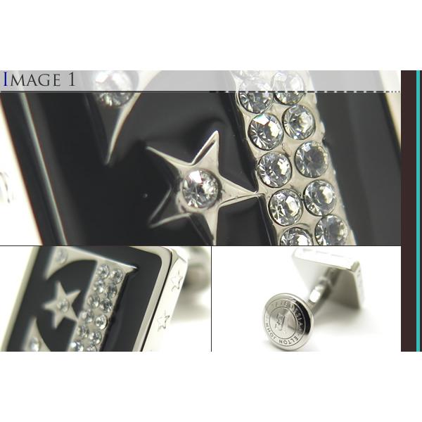ブランド アクセサリー TATEOSSIAN タテオシアン×エルトン・ジョン シグニチャ ロゴ カフス（ブラックエナメル、ロジウム）カフスボタン カフリンクス 父の日の画像