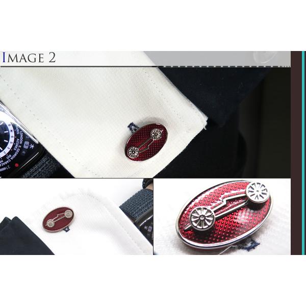 ブランド アクセサリー TATEOSSIAN タテオシアン エナメル スポーツ アイス カフス（レーシングカー＆レッド）カフスボタン カフリンクス 父の日 爆買の画像