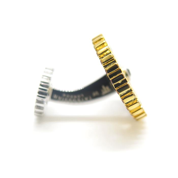 ブランド アクセサリー TATEOSSIAN タテオシアン メカニカル パズル ギア カフス（ロジウム＆イエローゴールド、ブラックスピネル）カフリンクス 父の日の画像