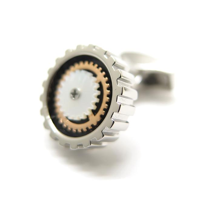 ブランド アクセサリー TATEOSSIAN タテオシアン メカニカル ローターレ ギア カフス（パラジウム＆ローズゴールド、白蝶貝）カフリンクス カフスボタン 父の日の画像
