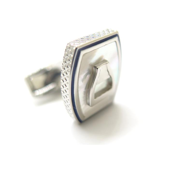 ブランド アクセサリー TATEOSSIAN タテオシアン ビジネス アスコット カフス（ネイビーエナメル＆白蝶貝）カフスボタン カフリンクスの画像